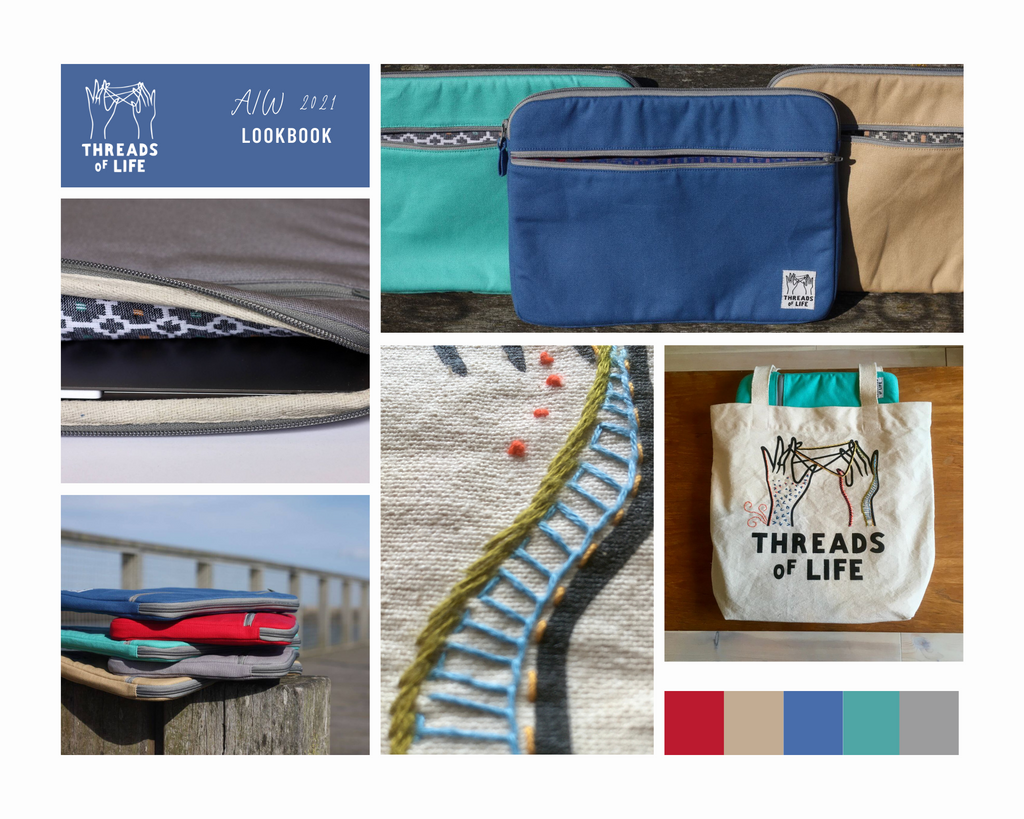 A collection of the recent products and projects going on at Threads of Life including the stitch along in summer 2021, the new collection of MacBook laptop cases that were photographed on a beautiful sunny day in Amble, Northumberland.