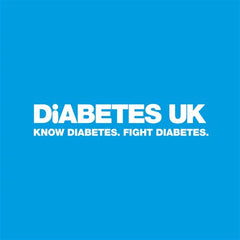 Diabetes UK is the leading charity in the UK to support people living with Type 1 and Type 2 diabetes. Image shows the words Diabetes UK in white on a mid blue background with the subtext 'Know Diabetes. Fight Diabetes' underneath.