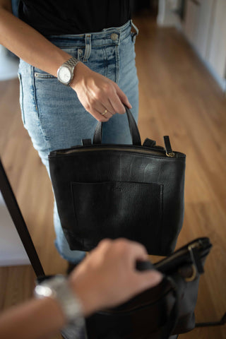 Convertible leather backpack