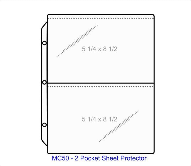 2 Pocket Sheet Protector - Pocket Capacity 5 1/4" x 8 1/2" - MC50 (50 Pack)