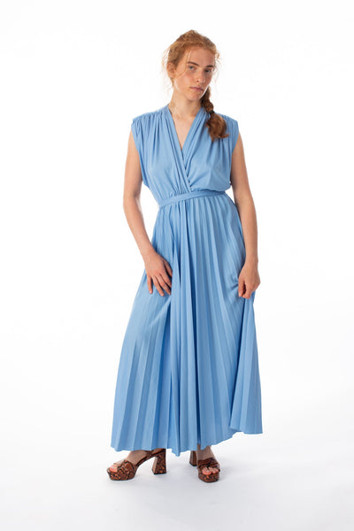 SKY BLUE VINTAGE FAUX DRESS - Vintage Clothing
