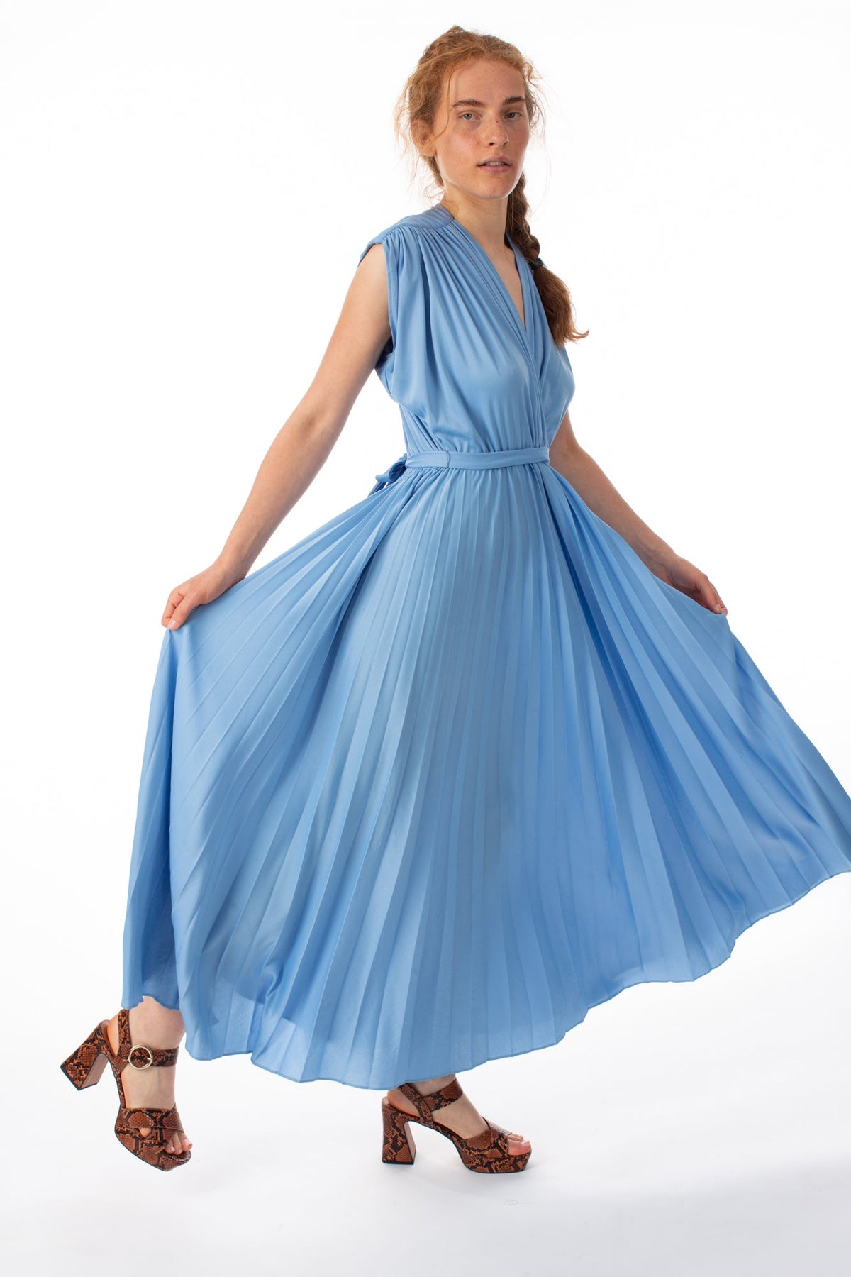SKY BLUE VINTAGE FAUX DRESS - Vintage Clothing