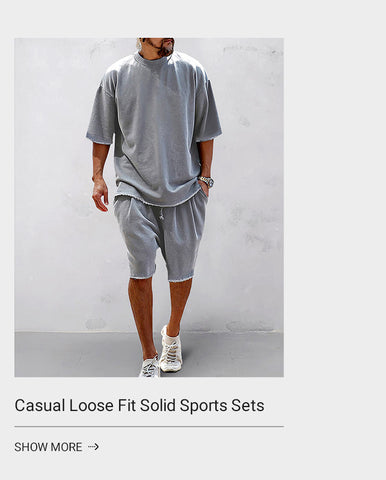 Casual Loose Fit Solid Sports Sets