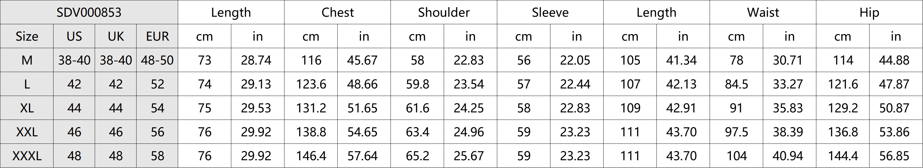 Stylish Knit Sweater Set Size Chart