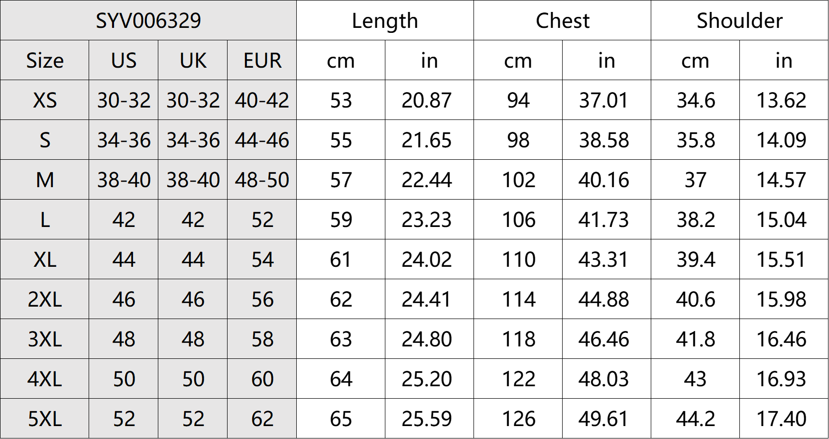 Classic Retro Tweed Vest Size Chart