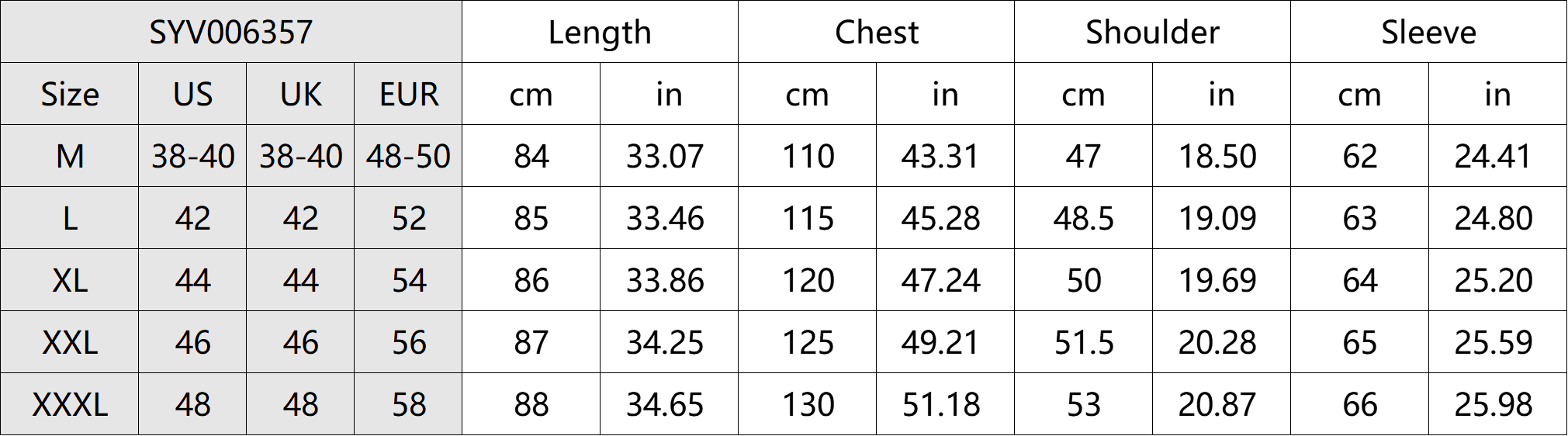 Classic Lapel Tweed Coat Size Chart