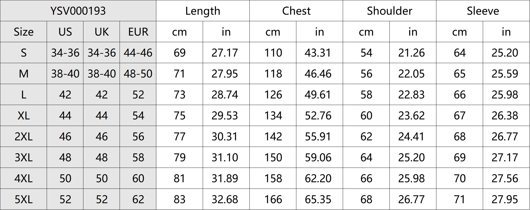 Casual Soft Colorful Hoodie Size Chart