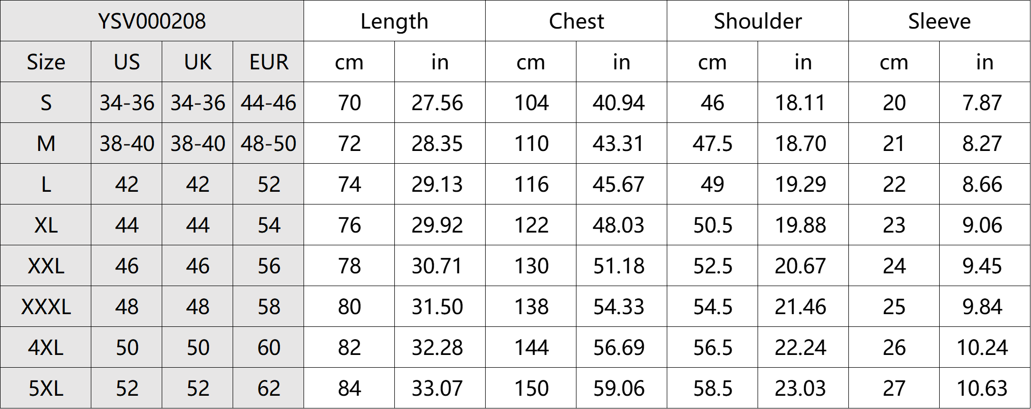 Casual Maui Strong Printed T-shirt Size Chart