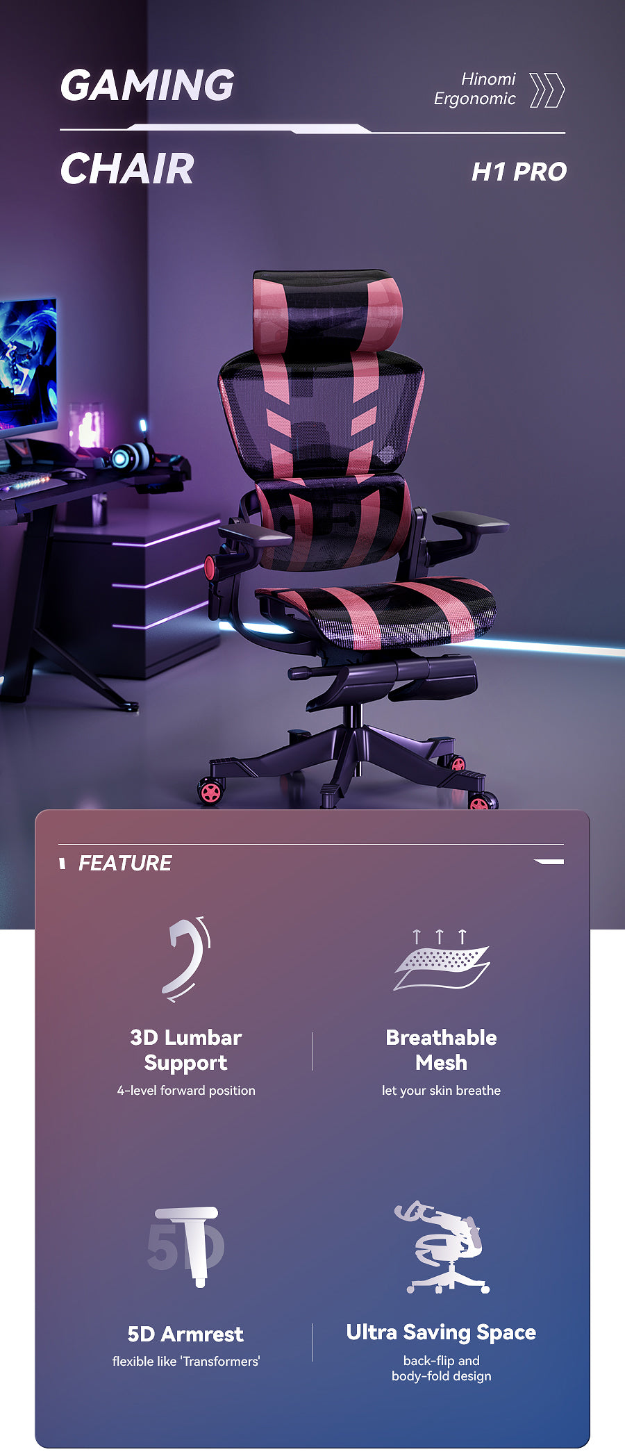 Hinomi Gaming Chair Features