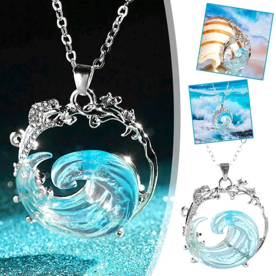 Beach inspired jewelry featuring shell necklaces and wave rings