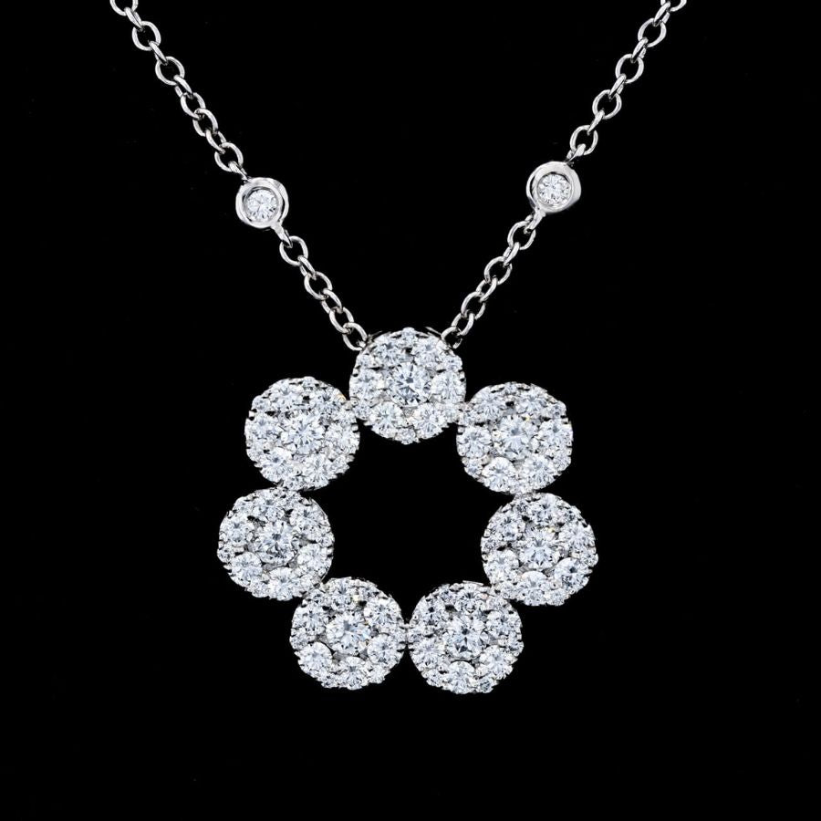 Bezel Halo Diamond Necklace