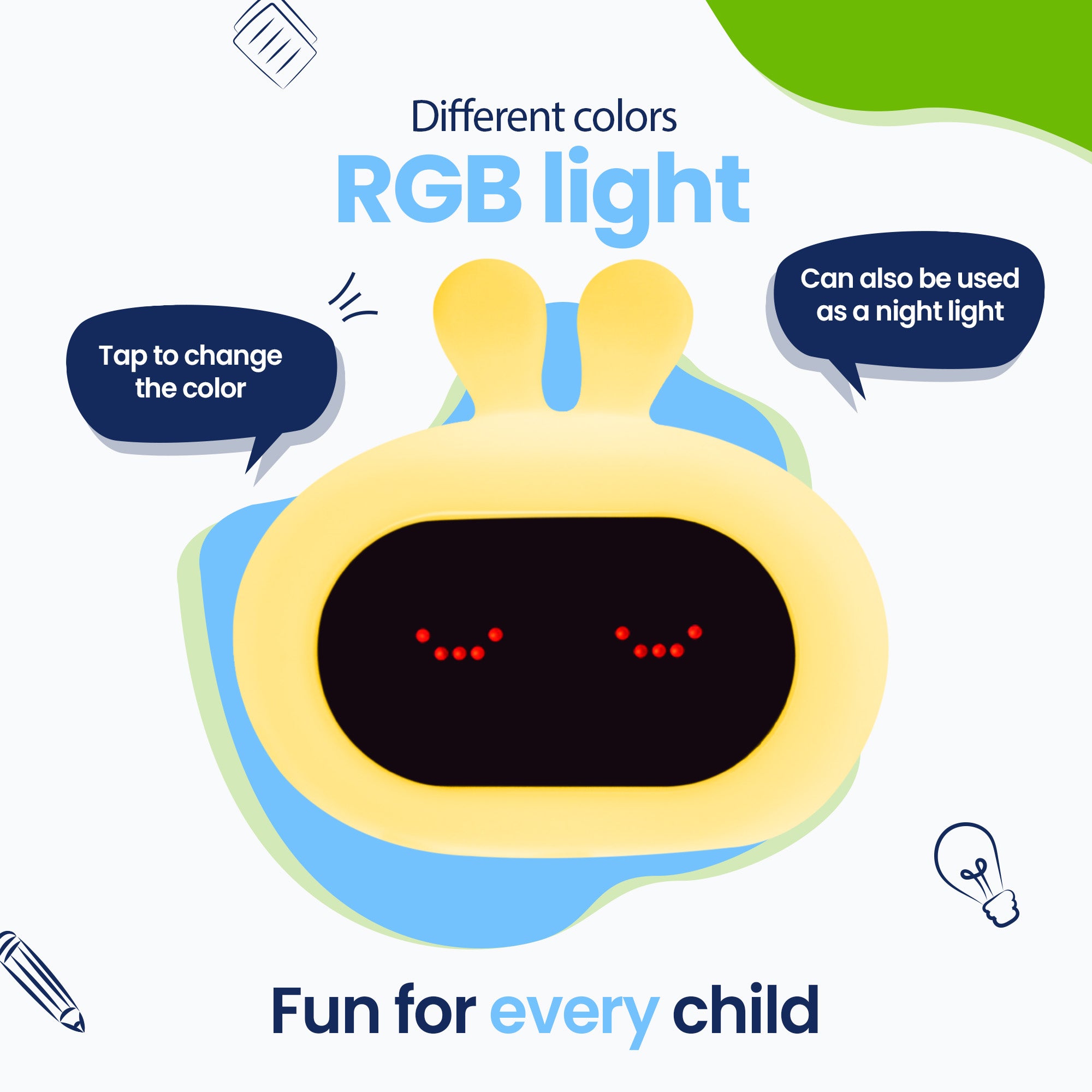 A Bunny children's clock comes with a Wake-Up light, how cool is that? And don't forget his self-expressions and silly noises! Different colors of light and can also be used as a night light! Fun for every child
