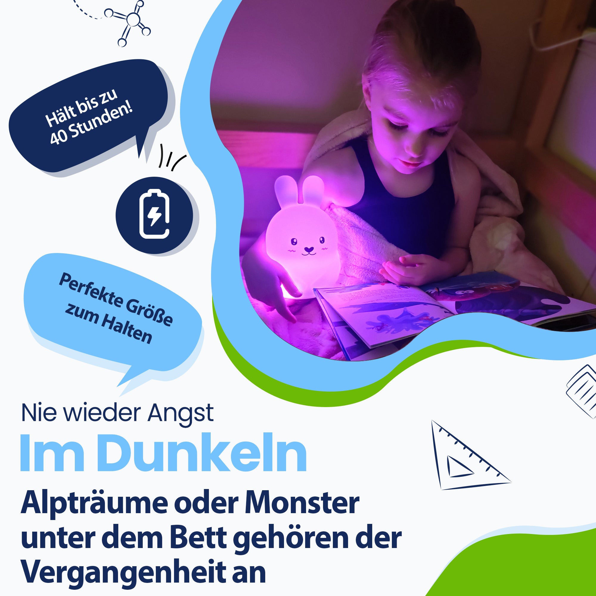 Keine Angst mehr vor der Dunkelheit – Albträume oder Monster unter dem Bett gehören der Vergangenheit an – Hält bis zu 40 Stunden – Perfekte Größe zum Halten