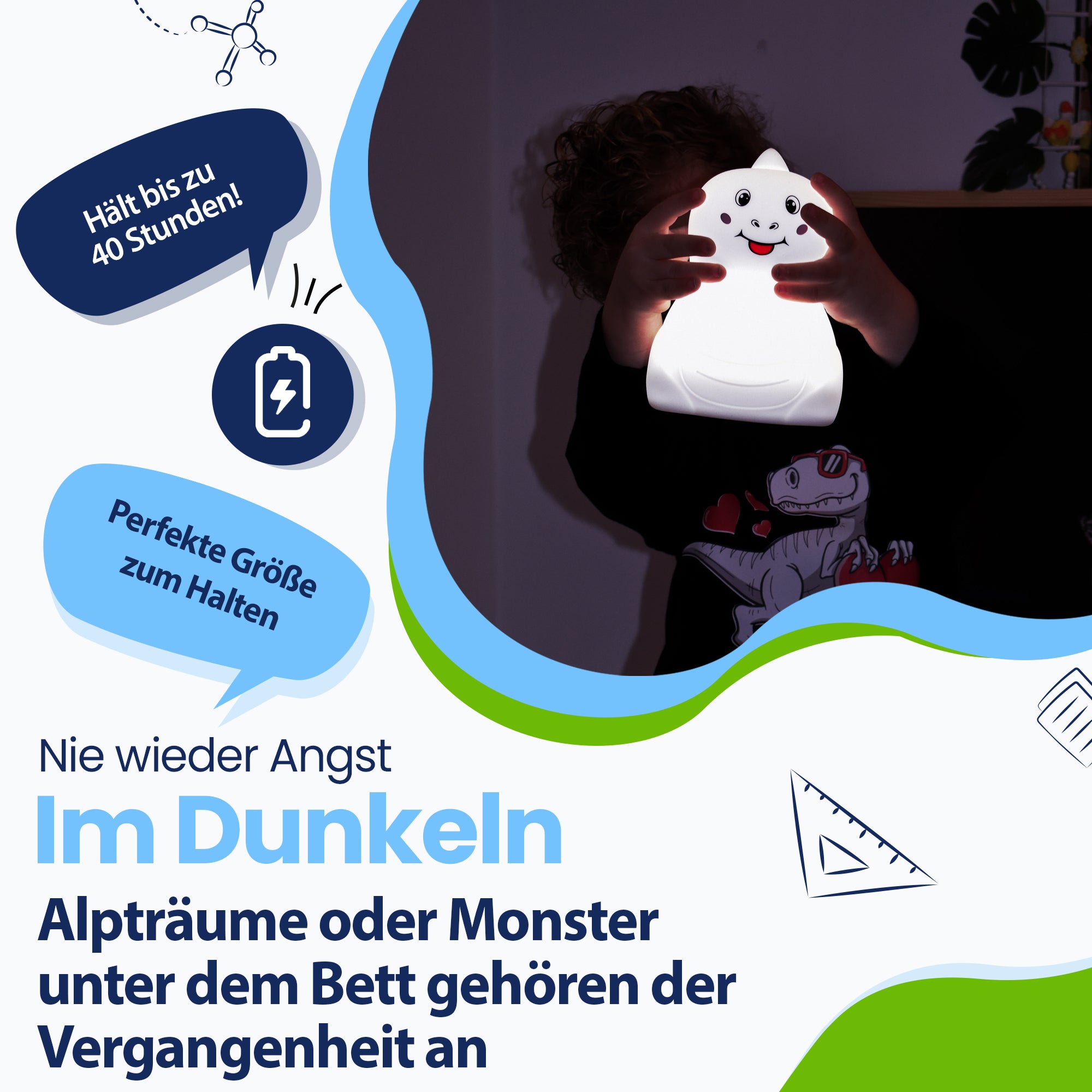 Keine Angst mehr vor der Dunkelheit – Albträume oder Monster unter dem Bett gehören der Vergangenheit an – Hält bis zu 40 Stunden – Perfekte Größe zum Halten