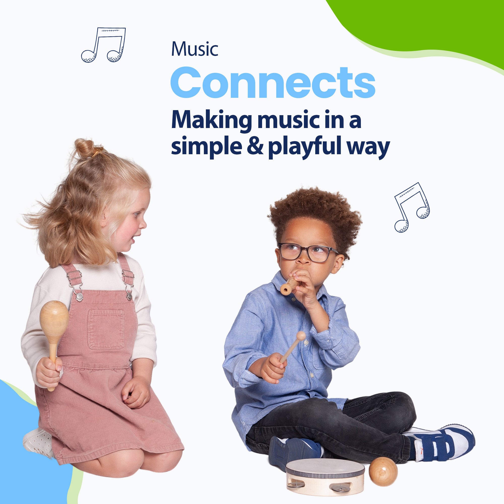 Music connects adults but also children. Teach your child to play together and develop his or her musical talent