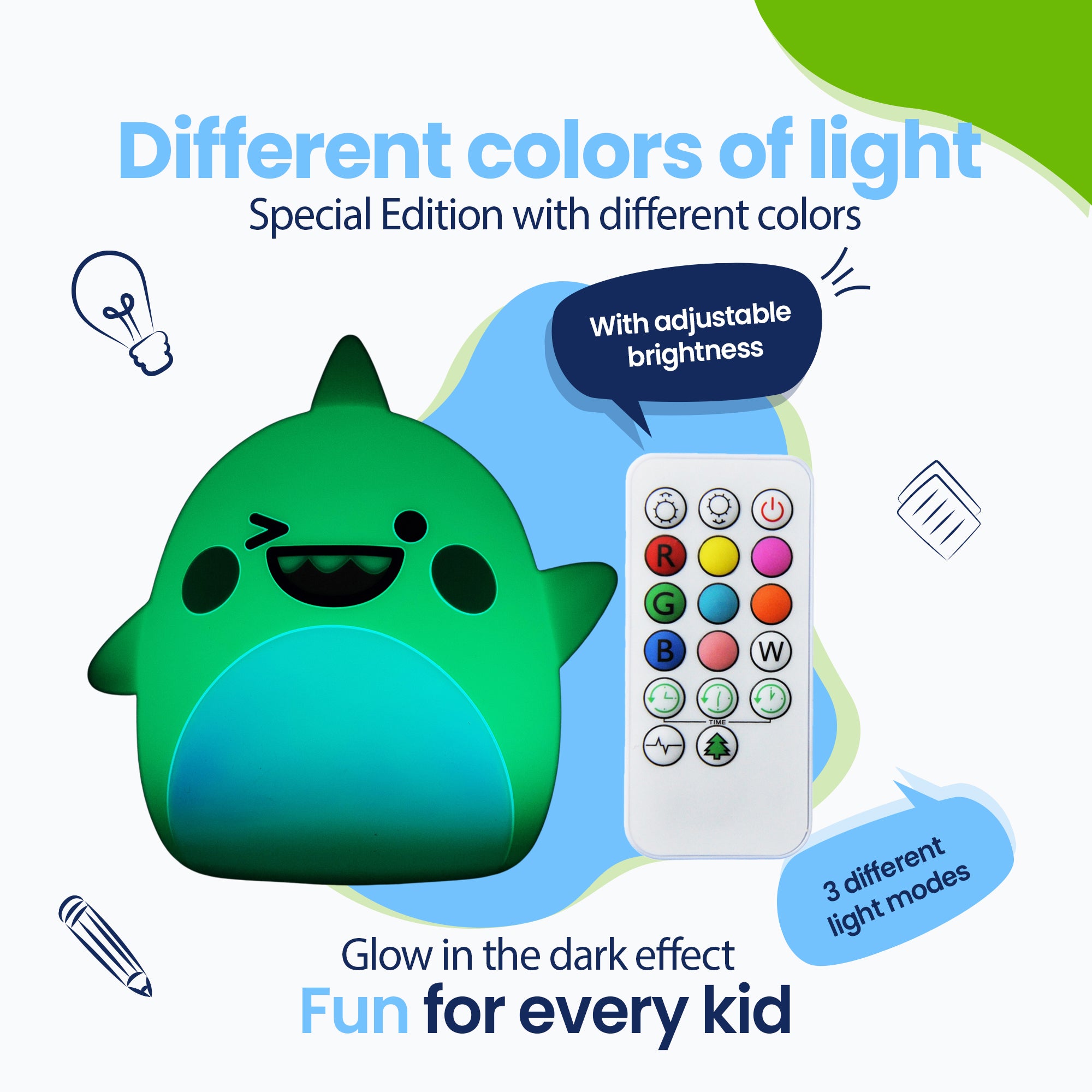Different colors of light - Special Edition with different colors - Glow in the Dark Effect - 3 different light beaches - Fun for every child