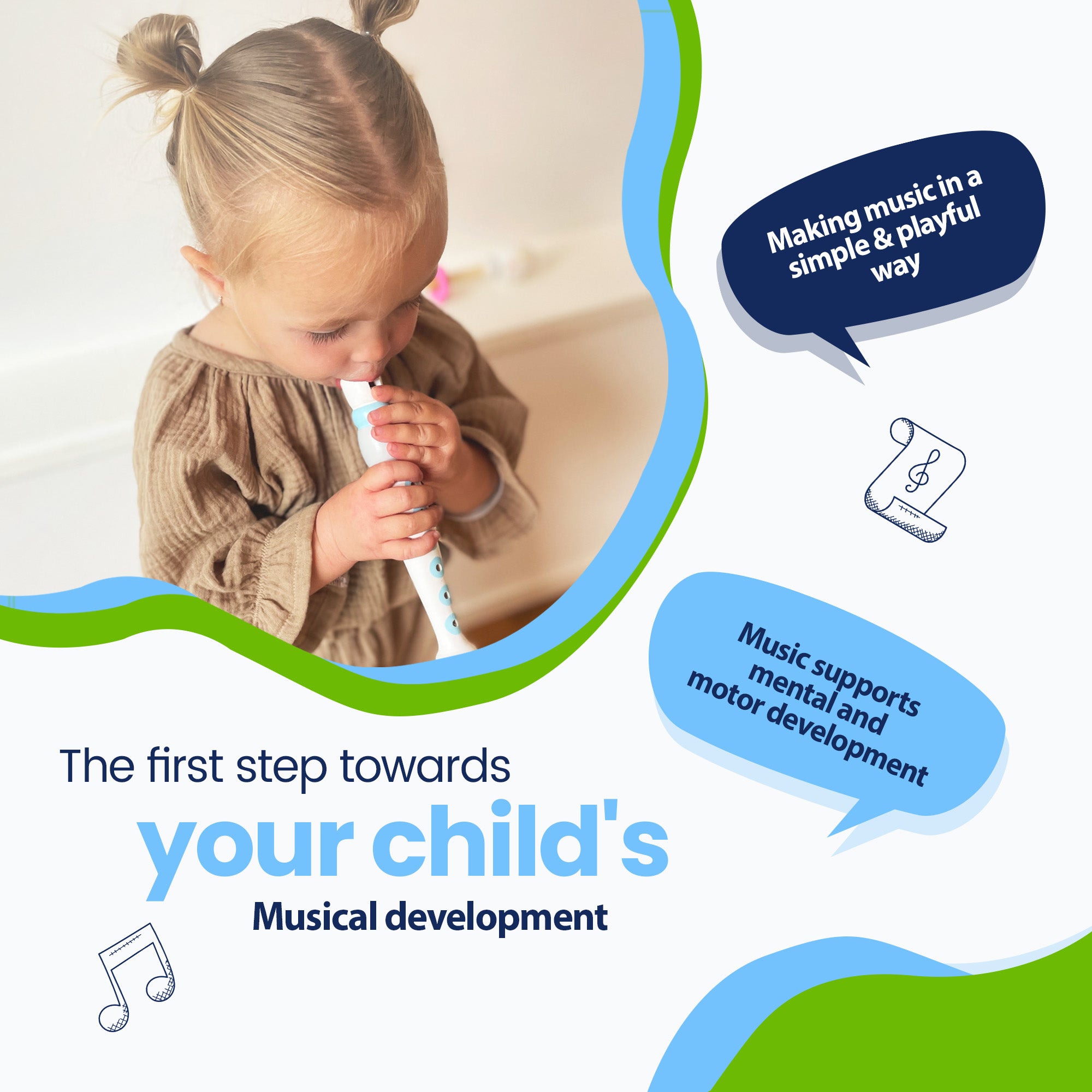 Det första steget mot ditt barns musikaliska utveckling - Att göra musik på ett enkelt och lekfullt sätt - Musik stöder mental och motorisk utveckling
