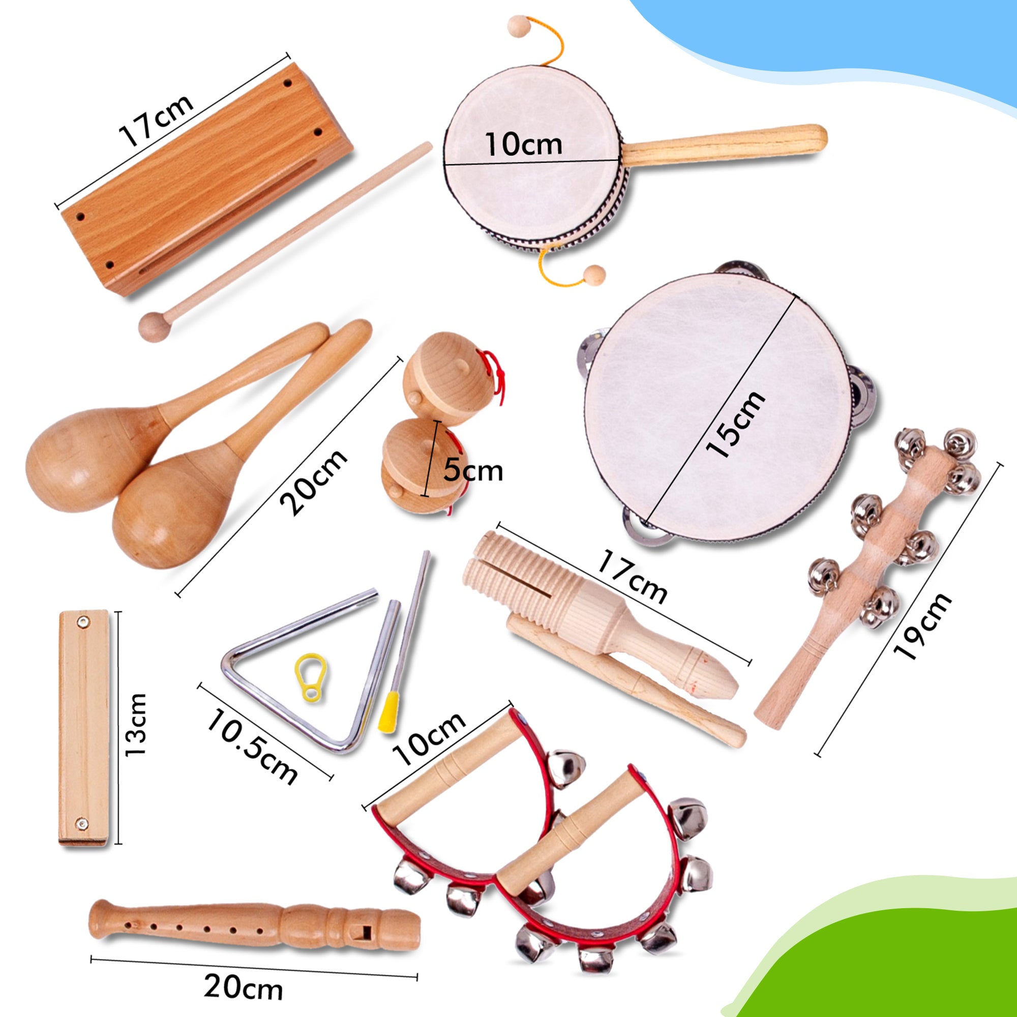 Estas são as dimensões dos instrumentos de brinquedo de madeira, feitos especialmente para crianças. Encomende-os agora mesmo e toque esta flauta doce ou gaita de madeira amanhã. Você pode escolher seu próprio instrumento de brinquedo