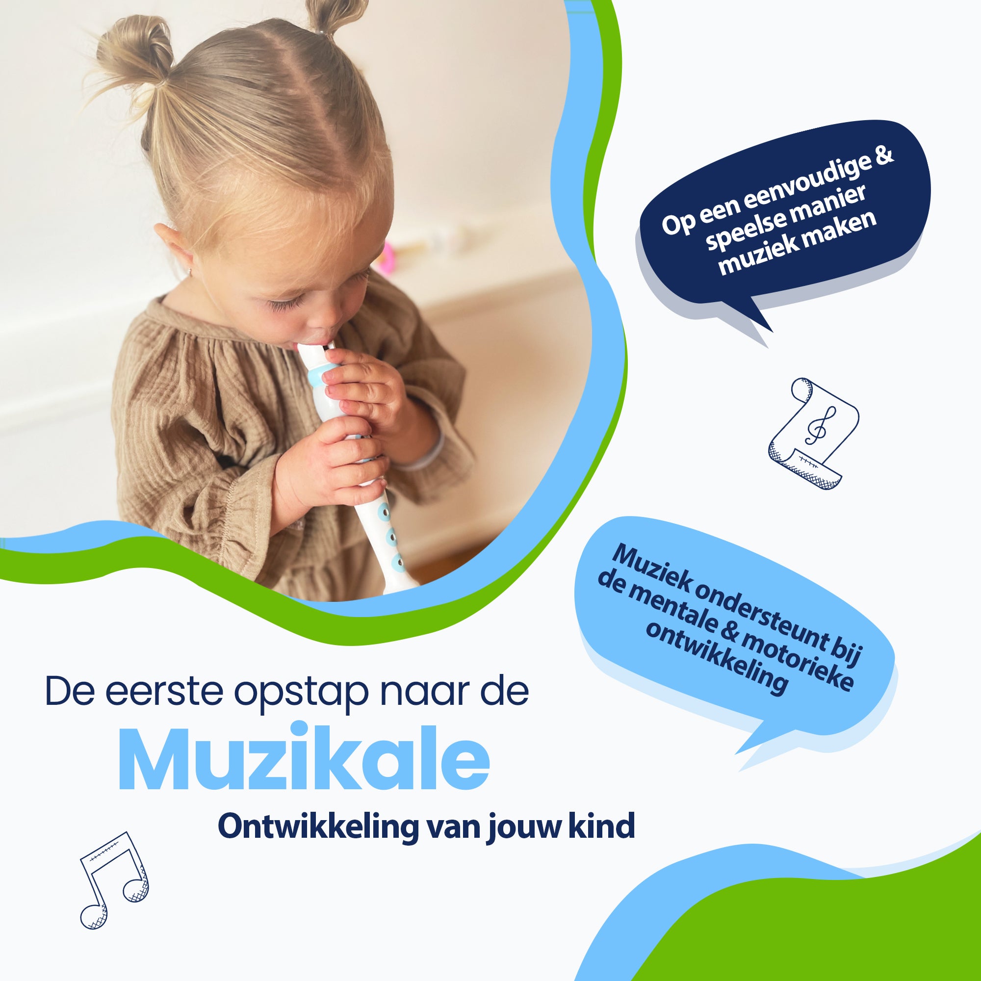 De eerste opstap naar de Muzikale Ontwikkeling van jouw kind - Op een eenvoudige en speelse manier muziek maken - Muziek ondersteunt bij de mentale en motorieke ontwikkeling