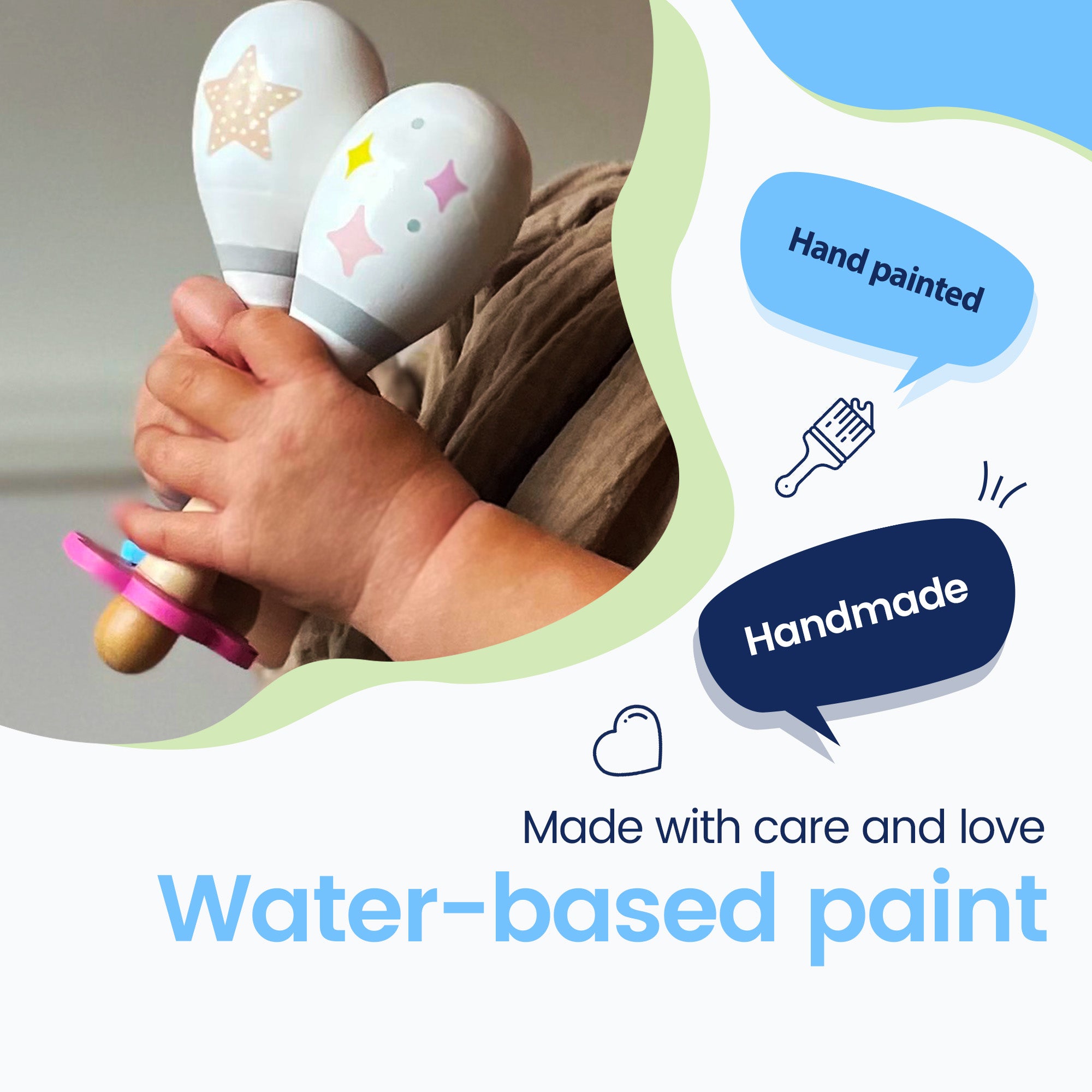Made carefully and with love - Water-based paint - Hand-painted - Handmade