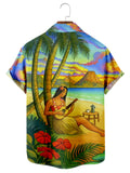 Hawaiian beauty casual loose men's plus size short-sleeved Shirt