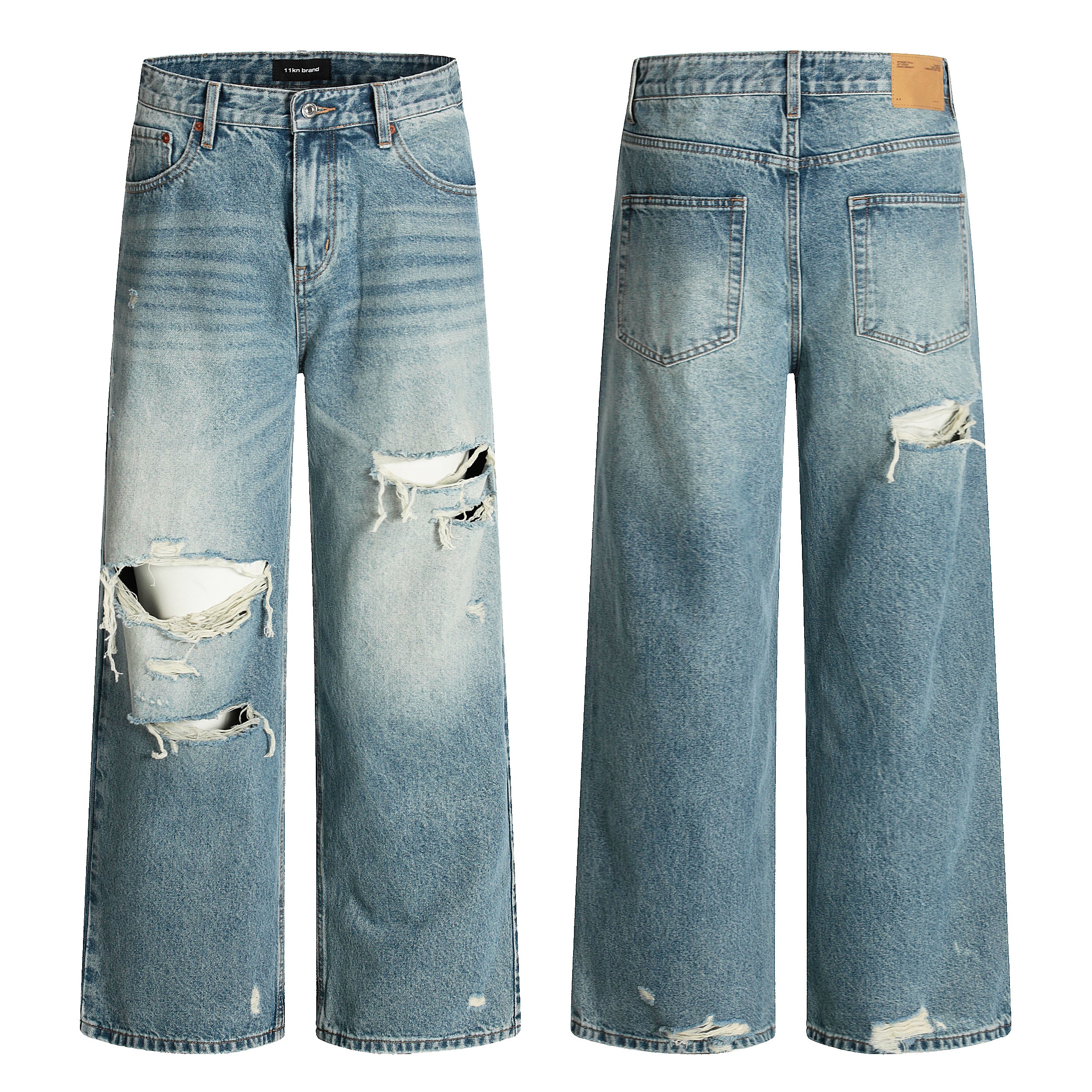 11KN CLASSIC RIPPED BLUE JEANS #K9668