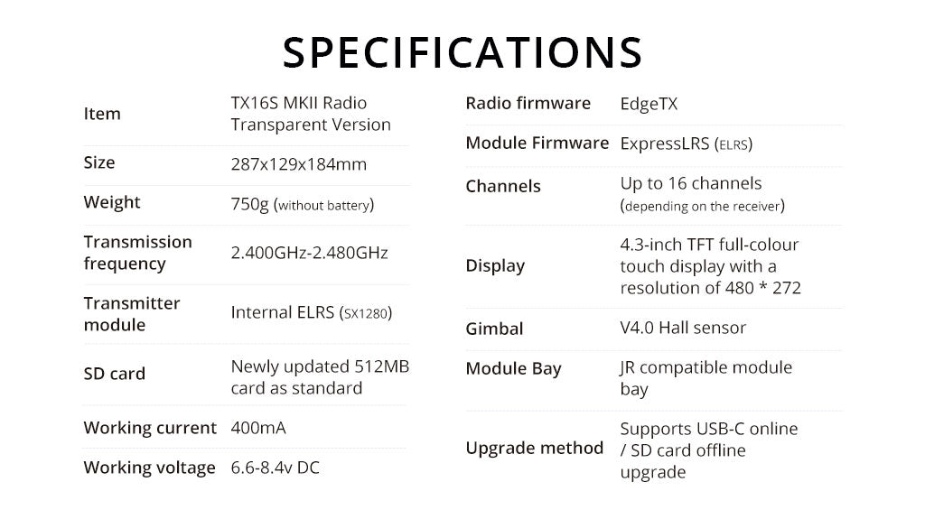 TX16S MKII Radio Transparent Version (ELRS / M2)