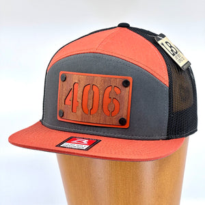 406 Mahogany Wood & Anodized Aluminum Richardson Flat Bill Hat - The Last Best Store - Fitted Flat Bill Hats
