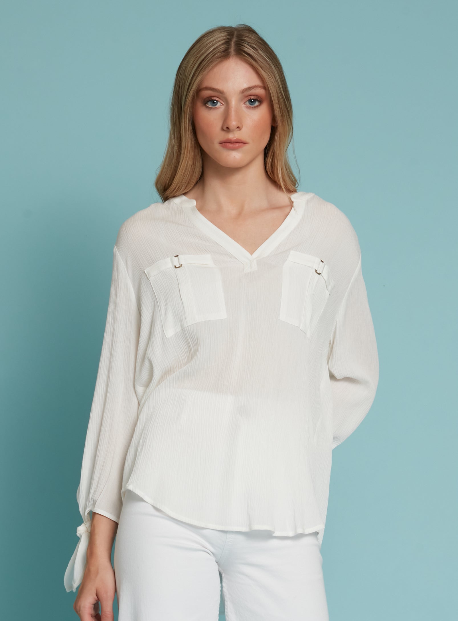 RILA | Semi-sheer white blouse – Point Zero USA