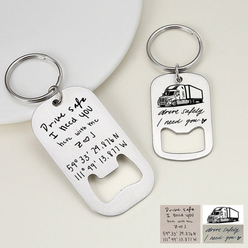 Custom Bottle Opener Keychain, Beer Key Fob Gift For Dad , Gift For Him