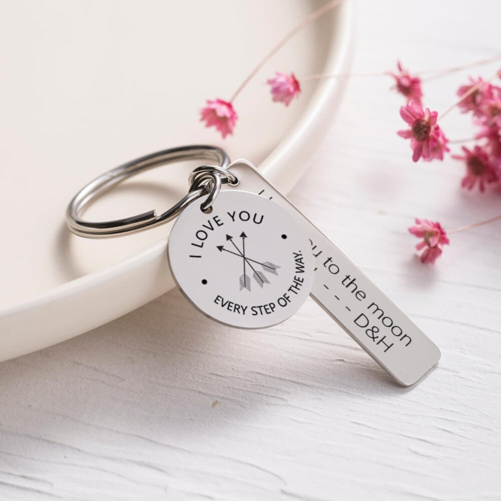 Personalized Bar Keychain Birthday Gift Engraved Picture Keyring for Family friend