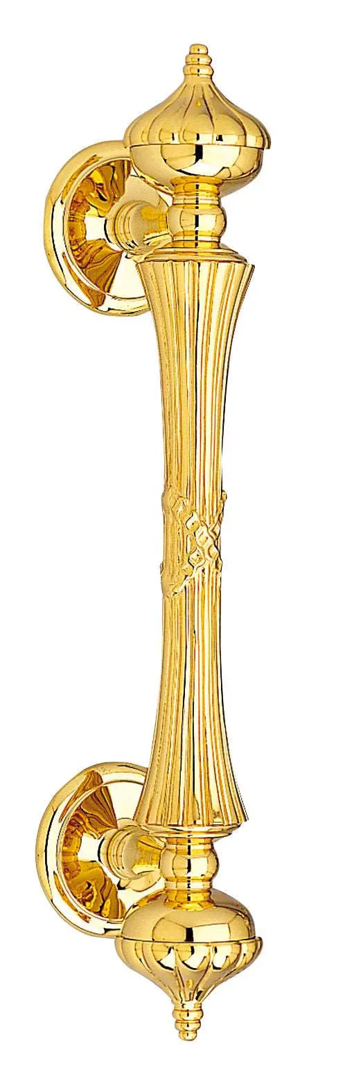Normandy Door pull handle on rosettes 15.3". Classica collection. Brass door pulls. Luxury pull handles.