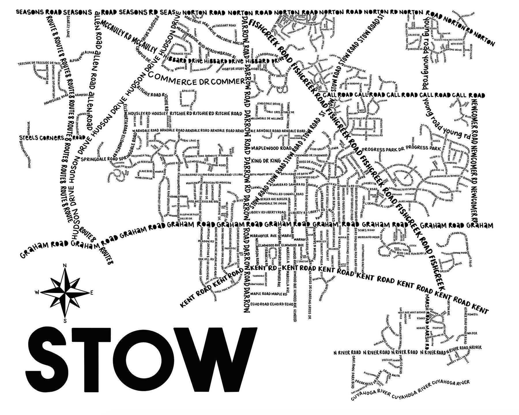 Stow Ohio Map Print Whereabouts Shop