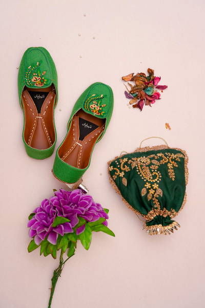 Green Embroiderd Khussa Shoes