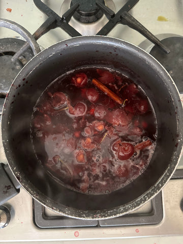 Making a Cherry and Cinnamon Syrup