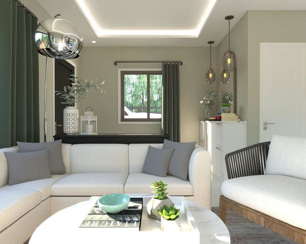 Living room modern design by rocabu designs- interior design home renovation contemporary look with white sofa