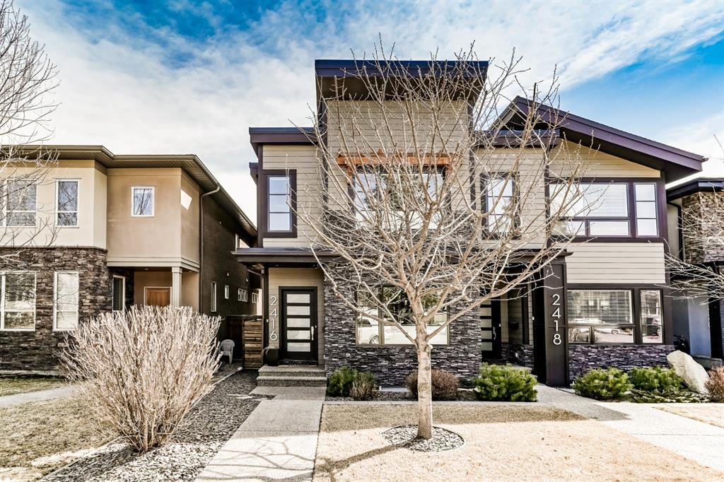 Calgary home listing two story home with composite exterior sidings landscaping semi-attached homes