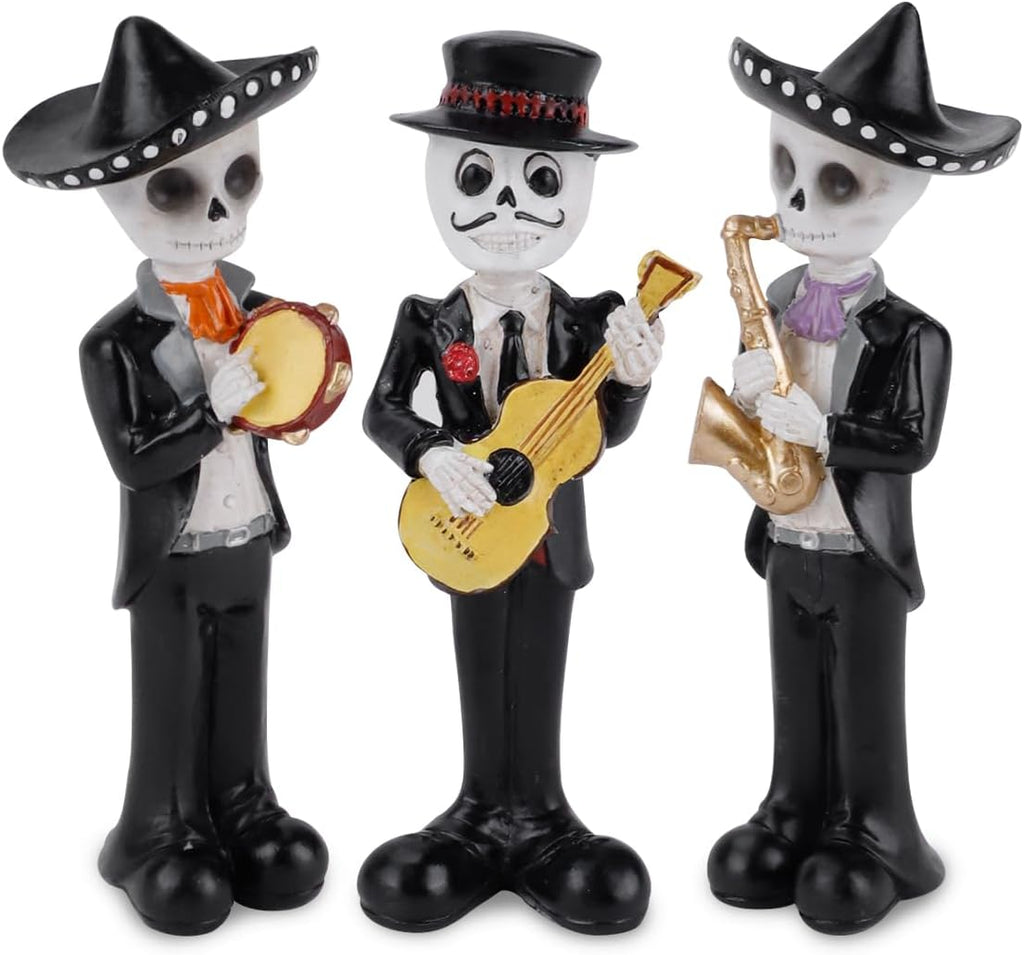 Skeleton Statue Mariachi Band, Halloween Day of The Dead Skeleton Figurines Decoration