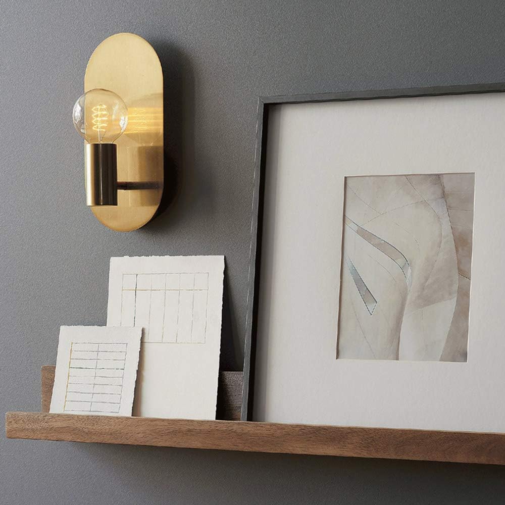 Modern Wall Sconce Gold Mid-Century Wall Lamp Brushed Stainless Steel Oval Art Sconces Wall Mounted Lighting Fixture for Bedroom Living Room Bathroom