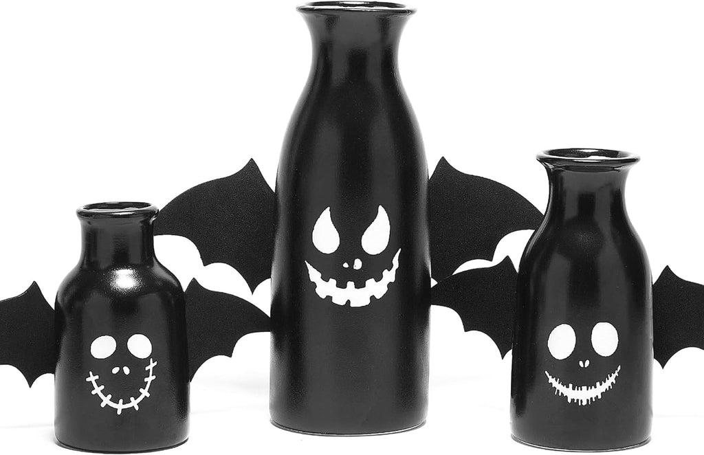 Halloween Vase Set of Three, Carved Cute Ghost Face Halloween