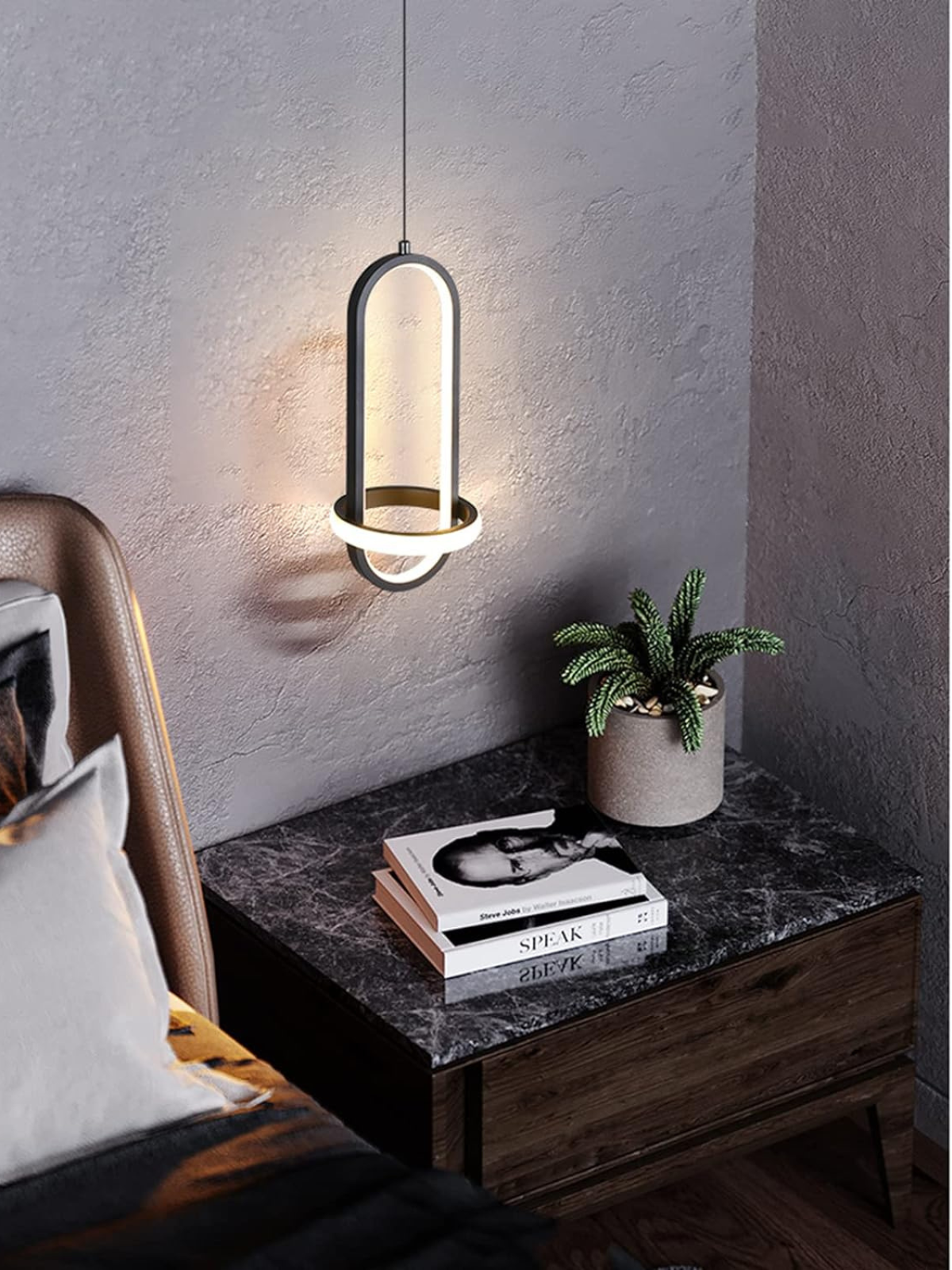 Black LED Hanging & Pendant Light, Dimmable Black Hanging & Pendant Lamp for Living Room Dining Room Bedside