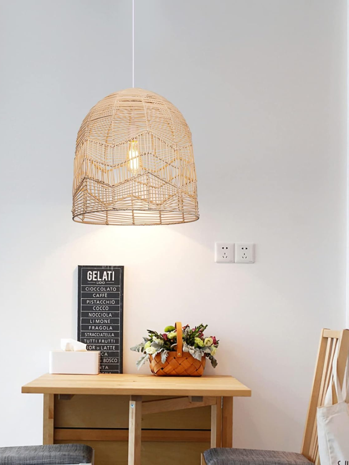 Weaving Natural Rattan Pendant Lighting Rope Lamp Shade Indoor Hanging Ceiling Light Fixture Handmade Lampshade