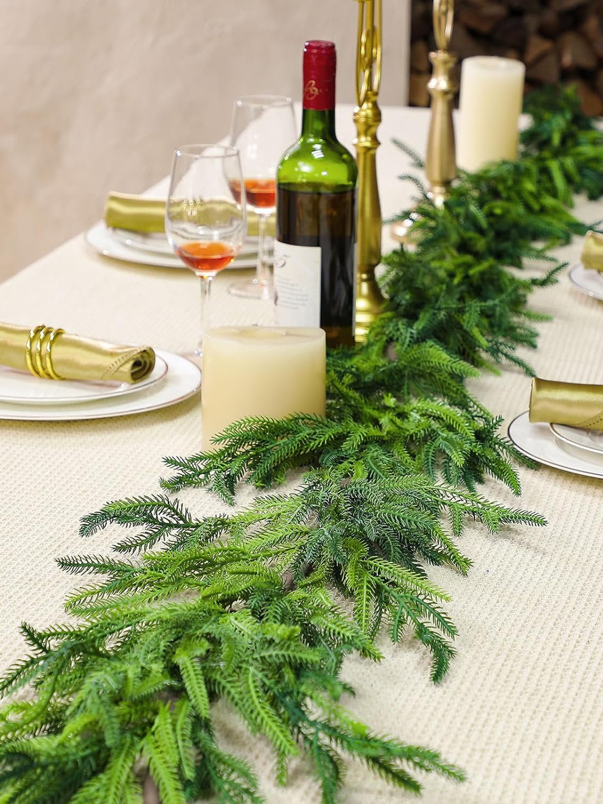 Christmas Garlands Norfolk Pine Garland Artificial Faux Greenery Garland for Holiday Indoor Mantle Decor (1 Pcs,6 Feet)