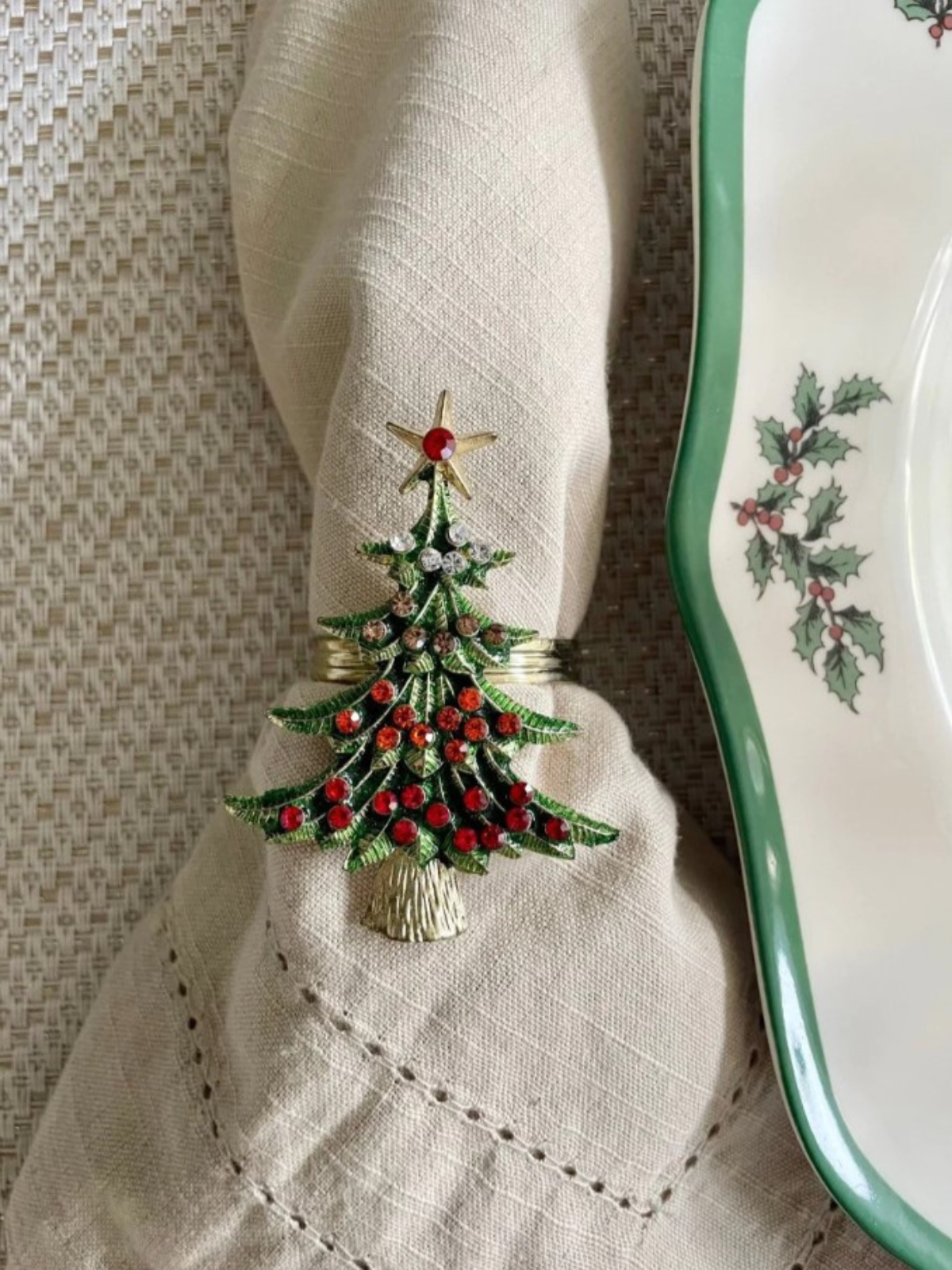 Christmas Tree Napkin Rings Set of 4