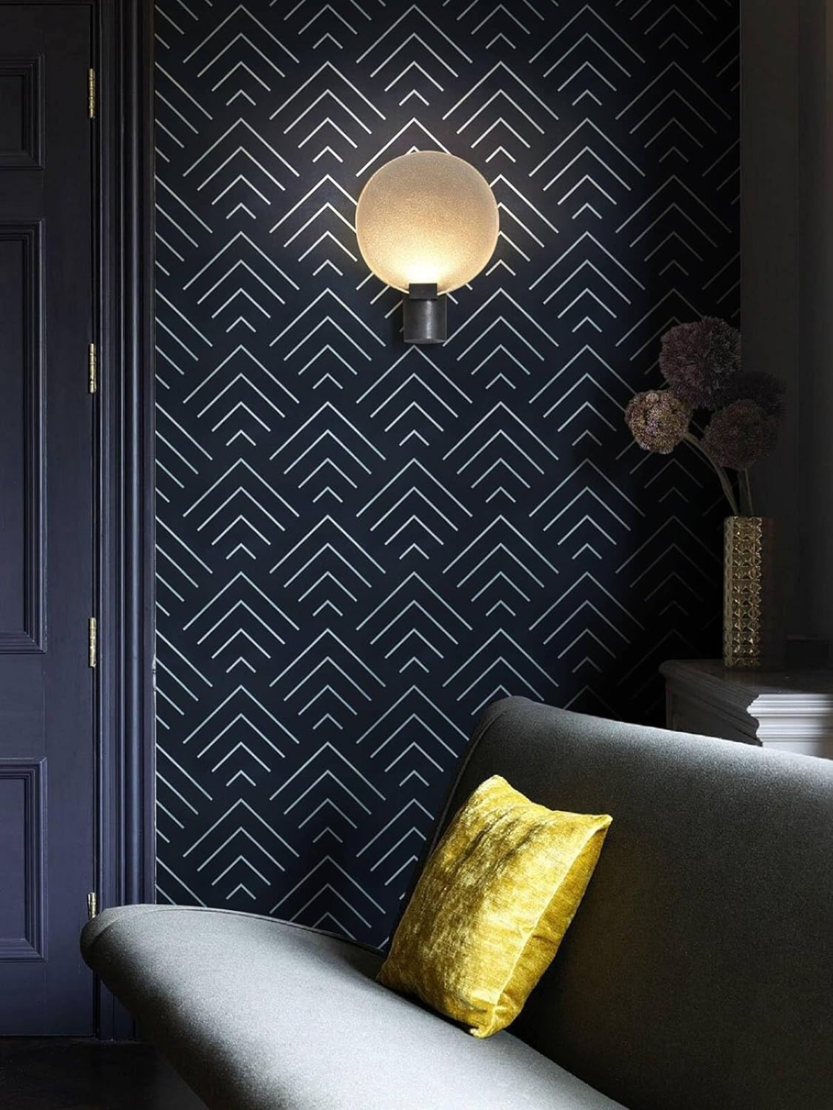 Peel and Stick Wallpaper Navy Blue Wallpaper Geometric Wallpaper Dark Blue and Light Blue Contact Paper Self Adhesive Removable Wallpaper for Cabinets Waterproof Thicken Vinyl 78.7"x17.3"