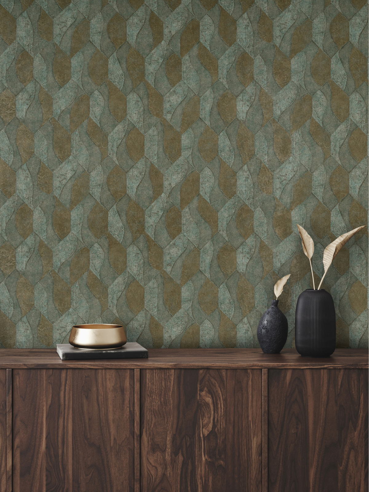 green patterned koroseal wallcovering
