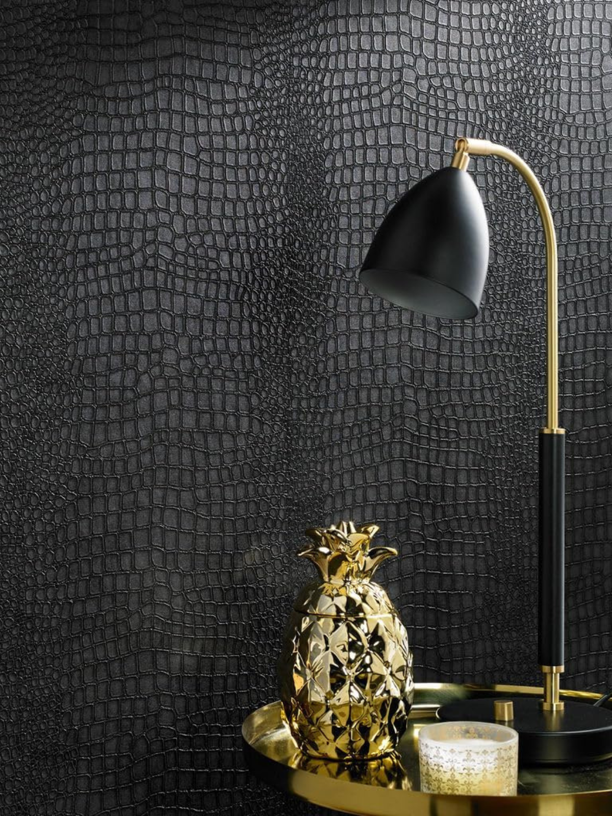 Graham & Brown 32-659 Crocodile Wallpaper, Black