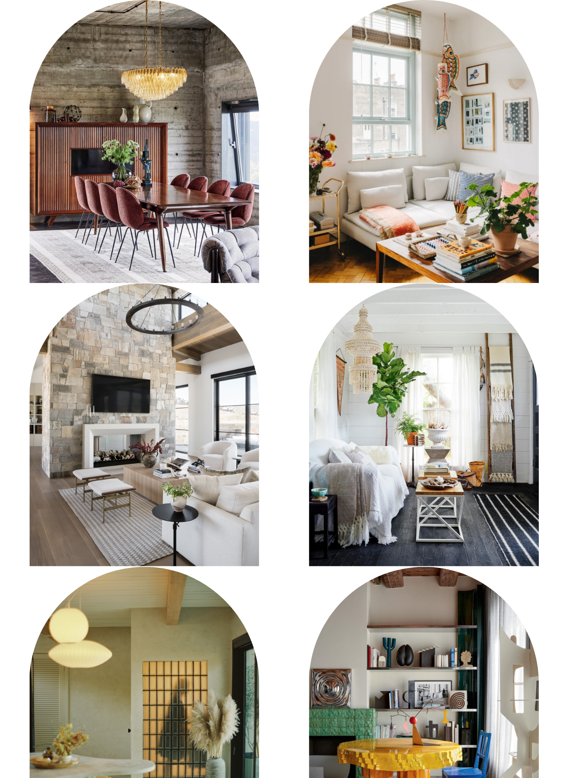 photo collage of different interior design styles