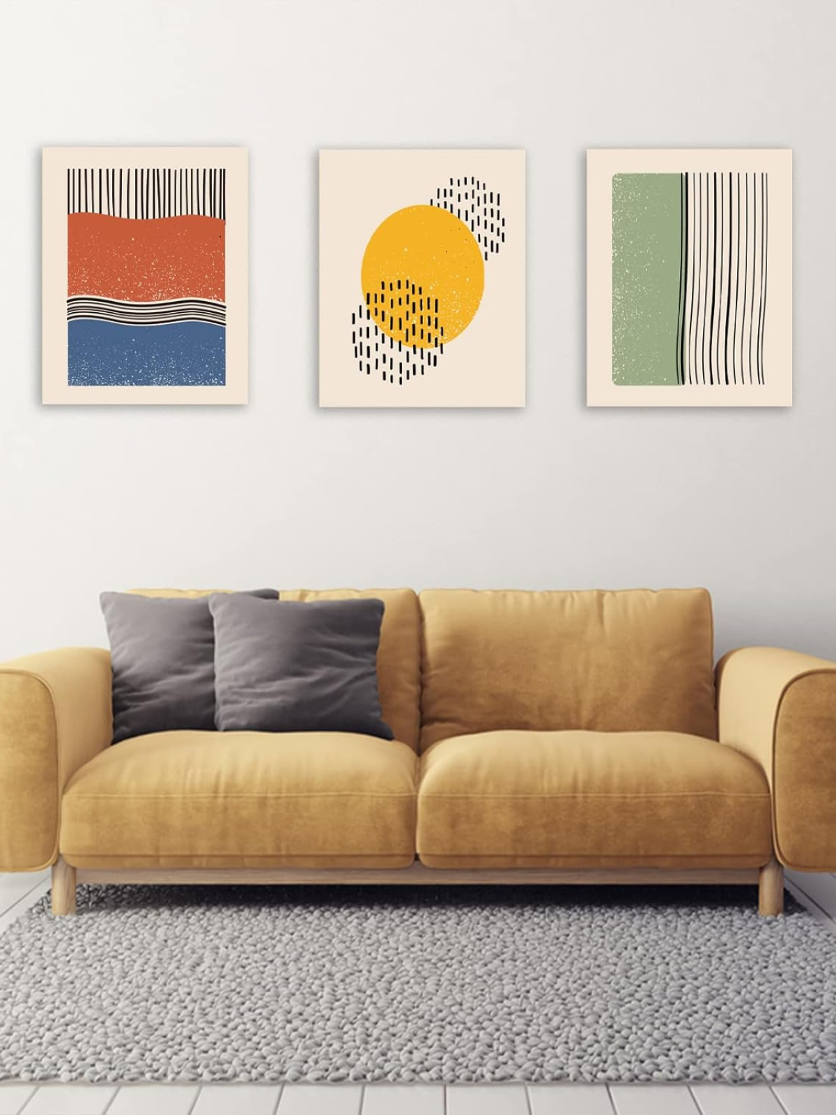 Modern Abstract Wall Art Prints Set of 6 Geometric Minimalist Mid Century Mod Wall Art Decor, Unframed 8x10 Inch