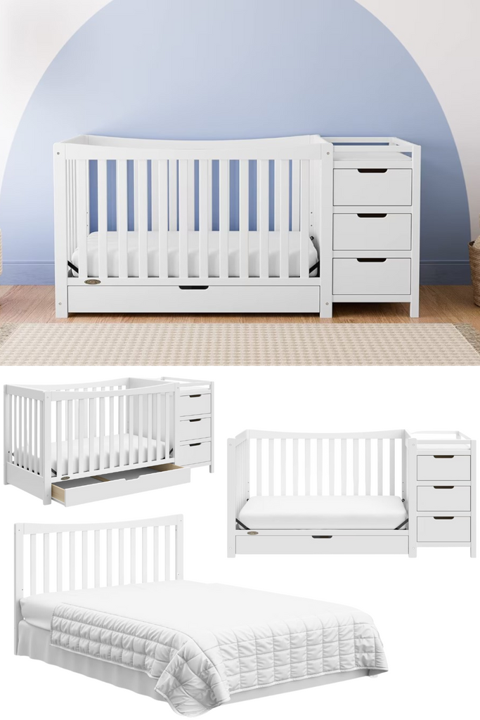4-in-1 Convertible Crib and Changer, White